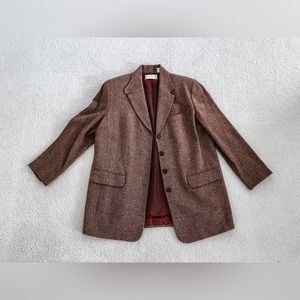 Liz Claiborne Brown Wool Tweed Jacket Blazer